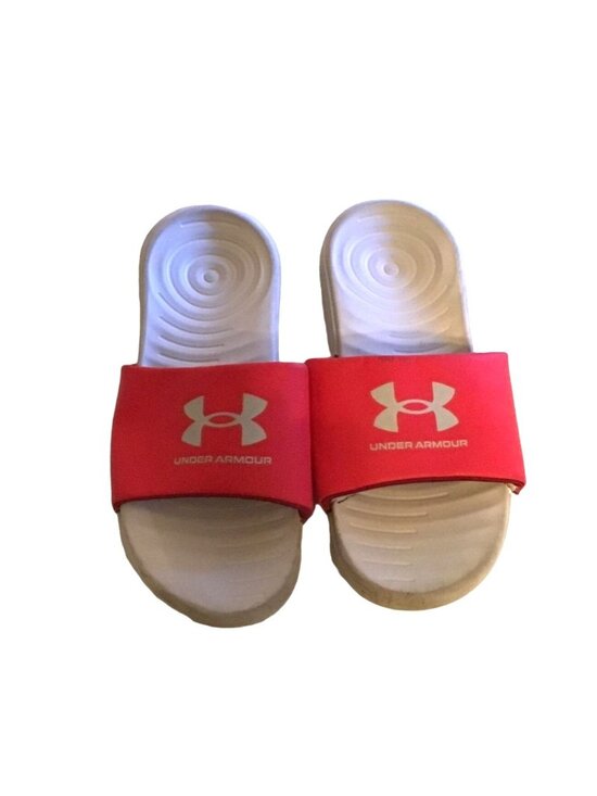 UNDER ARMOUR- SLIP-ON WHITE/RED SIZE 9